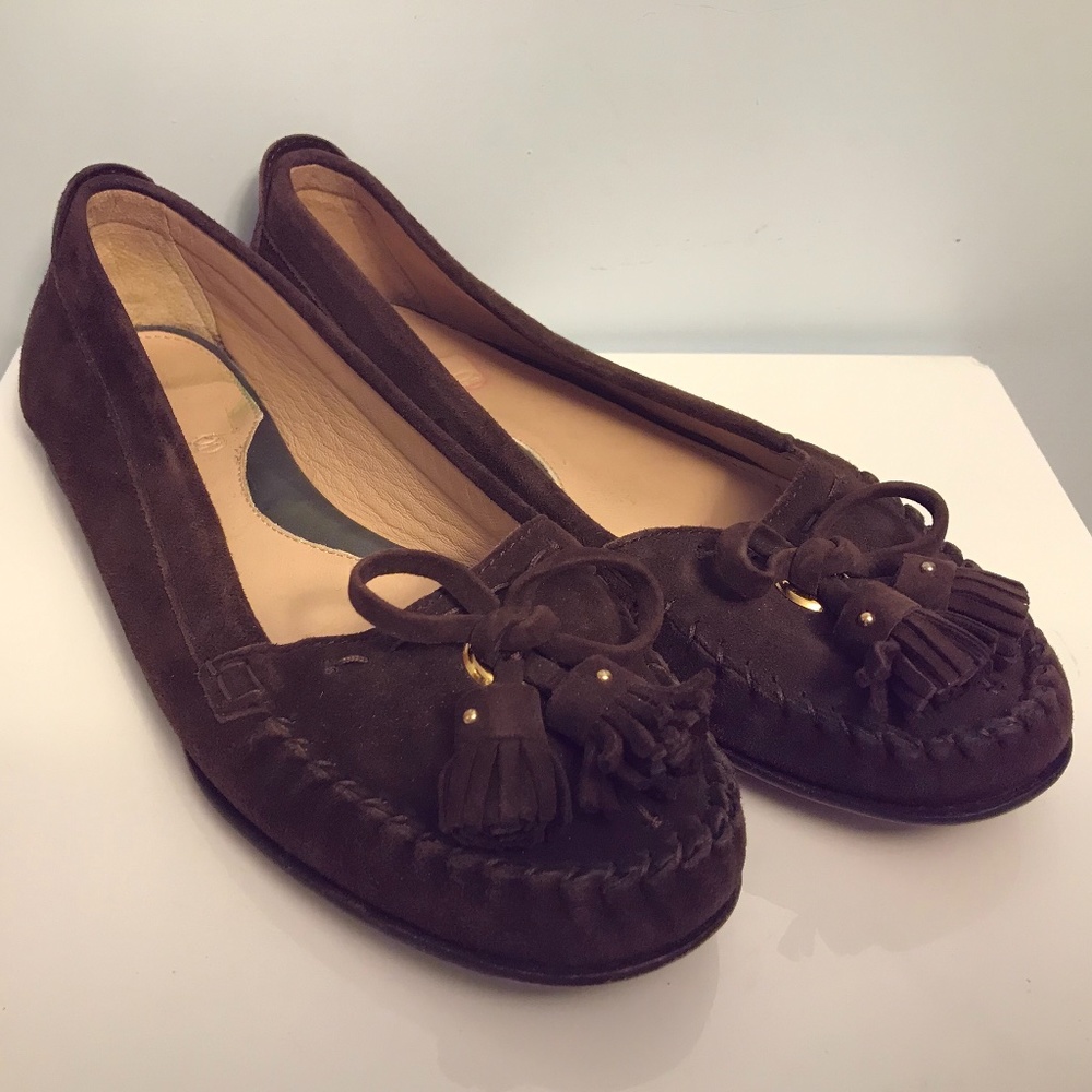 Cole Haan tassels brown suede leather moc shoe